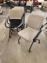 Lot of 5, HON Rolling Task Chairs w/ Fold Up Seats, All for One Bid