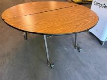 Laminate Top 60in Round Folding Portable Mobile Table, Great Lunch or Card Table, Space Saver