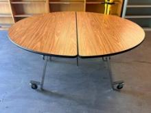 Laminate Top 60in Round Folding Portable Mobile Table, Great Lunch or Card Table, Space Saver