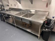 Combination NSF 2-Compartment Sink, Stainless Steel Prep Table w/ Undershelf, Edlund Can Opener