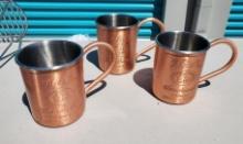 3 Qty. Copper Moscow Mule Mugs