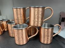 Six Moscow Mule Mugs, Tito's Vodka Embossed, All Six for One Bid