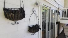 Lot of 3 Wrought Iron Wall Hanging Planters