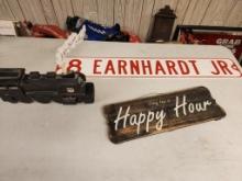 Earnhardt Jr Sign, Happy Hour Sign, Union Pacific Wooden Locomotive