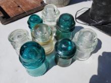 Lot of 8 Vintage Hemingray Glass Insulators
