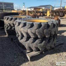 HEAVY EQUIPMENT TIRES, 14.00-24, NON PNEUMATIC, SOLIDAIR CAMSO TLM 925, WITH WHEELS