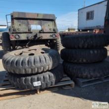 2 PALLETS. 5EA MILITARY TIRES ON WHEELS, 9.00-20
