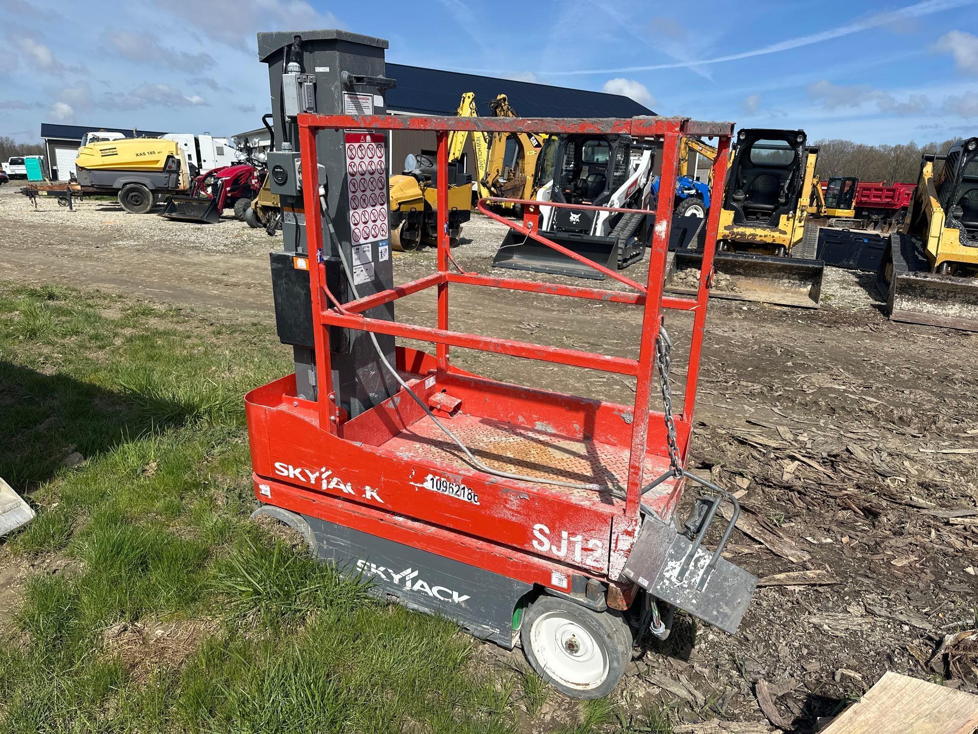 2019 SJ12 SKYJACK SCISSOR LIFT electric powered, equipped with 12ft. Platform height. HR-184