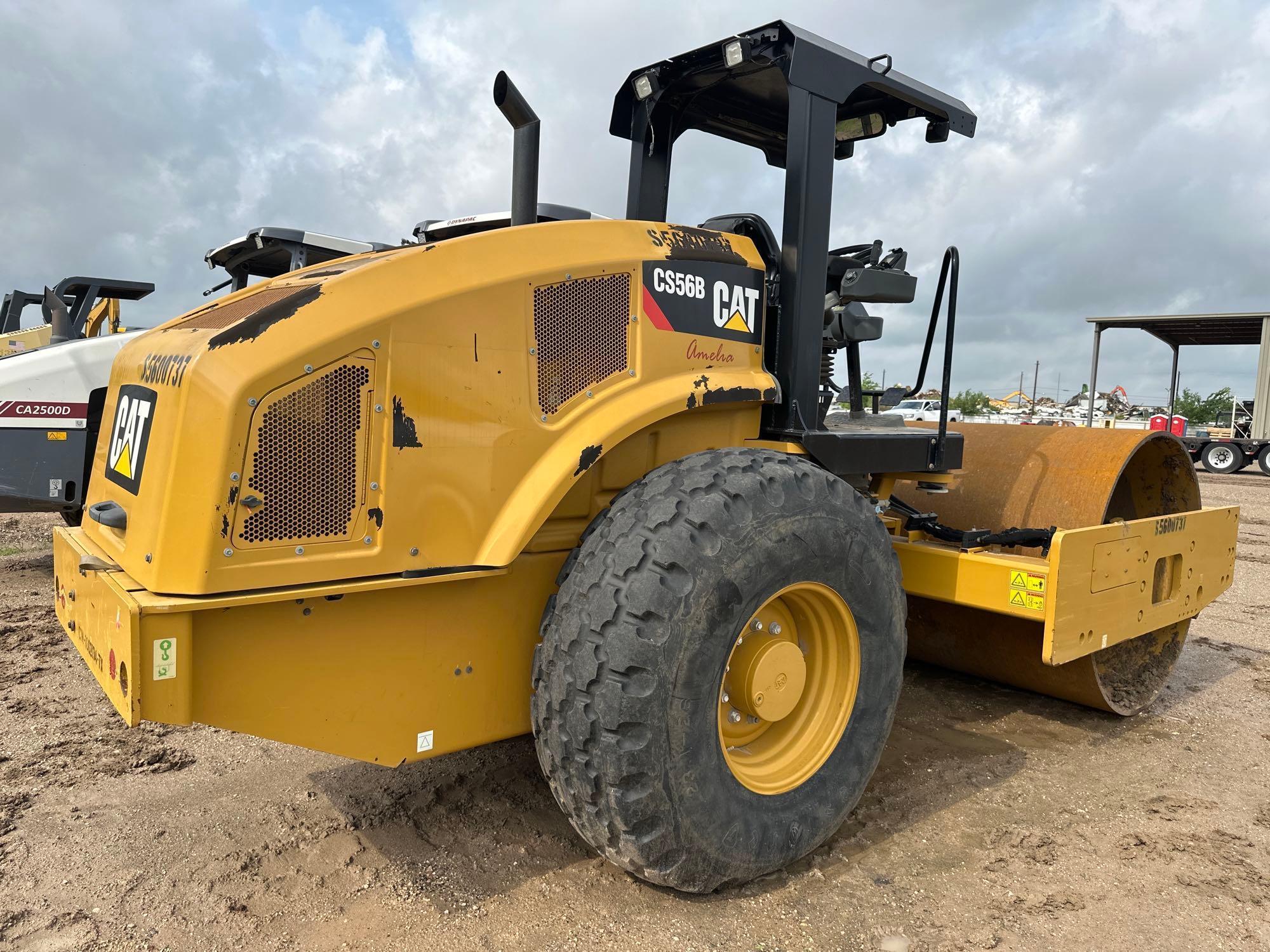 2021 CAT CS56B VIBRATORY ROLLER SN:600737 powered by Cat C4.4 diesel engine, equipped with OROPS,