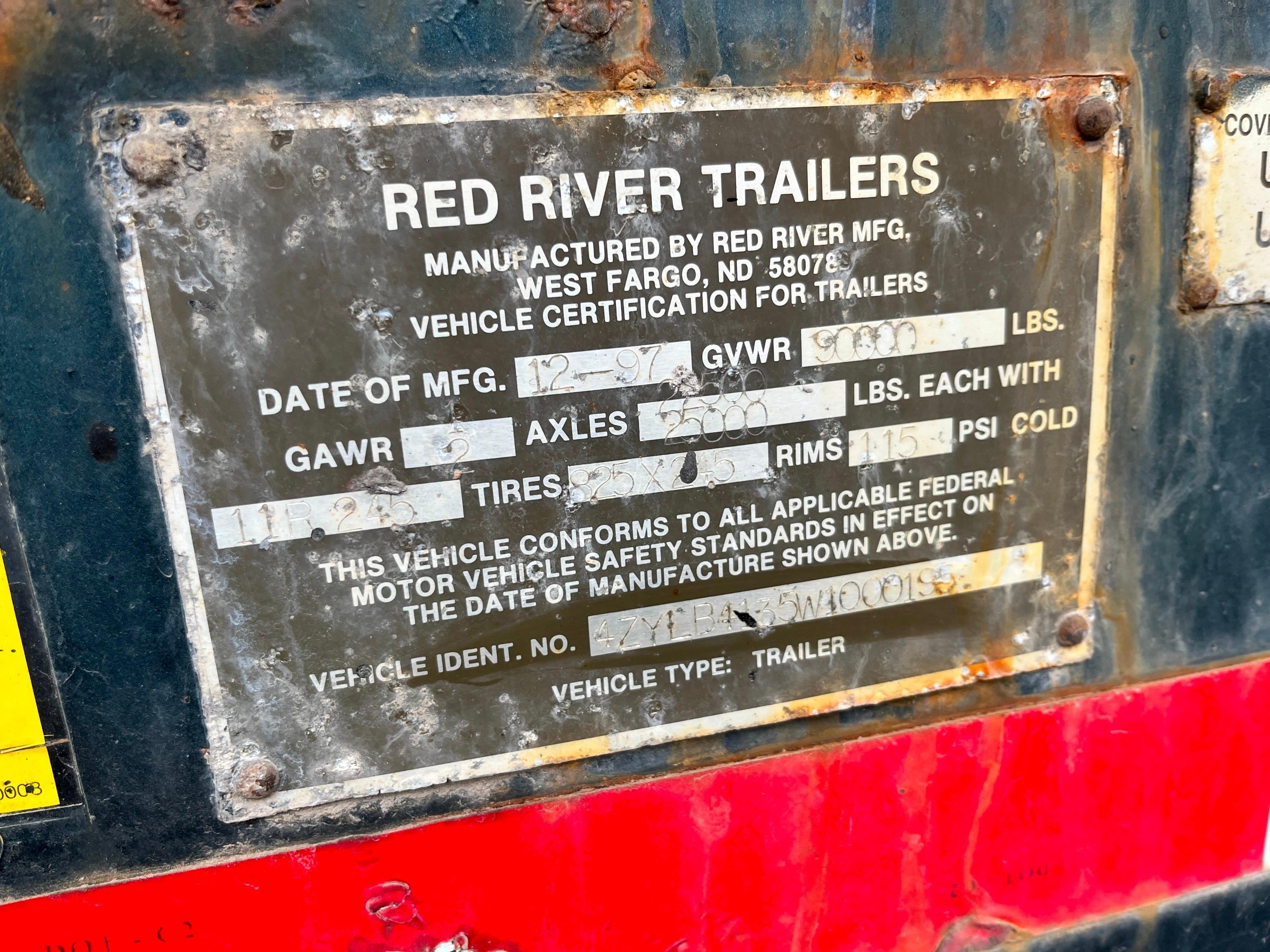 1998 RED RIVER LIVE BOTTOM TRAILER VN:4ZYLB4135W1000195 equipped with 90,000lbGVWR, spring