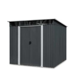 NEW SUPPORT EQUIPMENT NEW TMG 6' x 8' Galvanized Apex Roof Metal Shed, 41'' Sliding Door, 29 GA