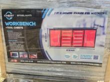 NEW STEELMAN 7FT. WORKBENCH W/ 10-DRAWERS & 2 CABINETS NEW SUPPORT EQUIPMENT