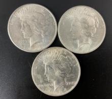 1922, 1923 & 1924 US Peace Dollars