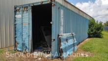 Blue 40' Shipping Container- Door Not Attached, with Contents