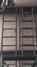 Lot of Approximately 40' Wooden Extension Ladder & 20' Wooden Ladder