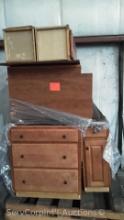 Lot on Pallet of 6-Piece Light Brown Cabinets