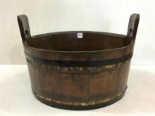 Lg. Round Primitive Brl Type Bucket w/ 2-Handles