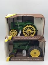 Lot of 2 John Deere 1/16th Scale Toy Tractors by