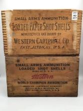 Lot of 2 Adv. Wood Ammo Boxes Including