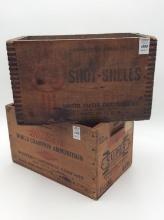 Lot of 2 Wood Adv. Ammo Boxes Including