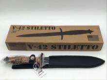 Contemp. V-42 Stiletto Knife w/ Sheath-NIB