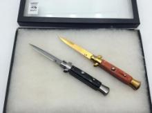 Lot of 2 Contemp. Push Button Knives-Made in