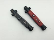 Lot of 2 Contemp. Push Button Knives-One