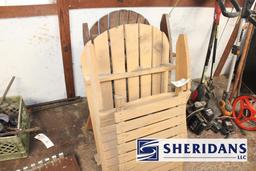 WOODEN ADIRONDACK CHAIRS: ASSEMBLY REQUIRED (UNKNOWN IF ALL PIECES ARE PRESENT)