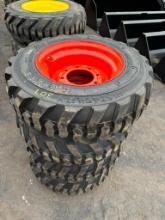 307 Set of (4) 10-16.5 Tires on Wheels for Bobcat