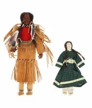 Cherokee & Apache Hide/ Cloth Beaded Dolls