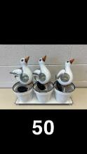THREE PIECE DUCK FLOWER POT SET THESE ARE NEW SURPLUS ITEMS FROM TRACTOR SU