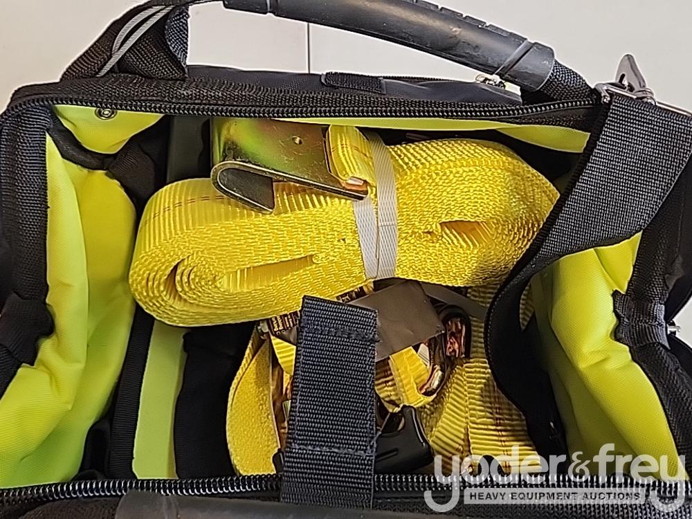 Unused 2" x 27'  Tuff Tow Ratchet Straps c/w 14" Professional Tool Bag