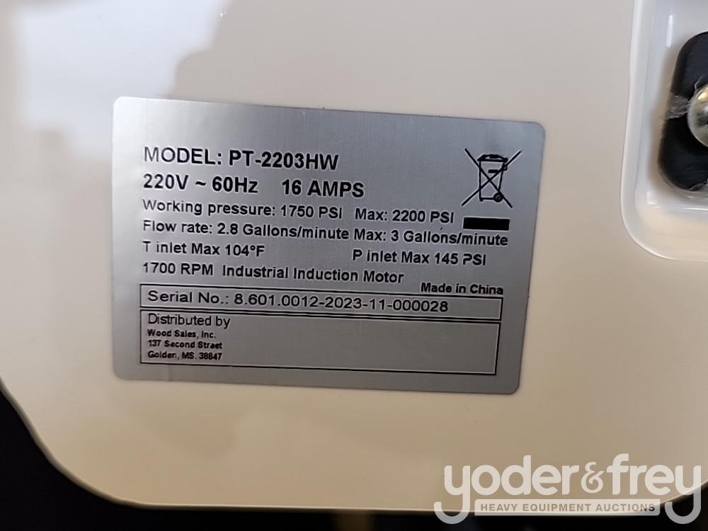 Unused Powertrain Hot Water Pressure Washer, 2200 Psi 3 Gpm Diesel Fired , 200 Degrees, 220 Volt Sin