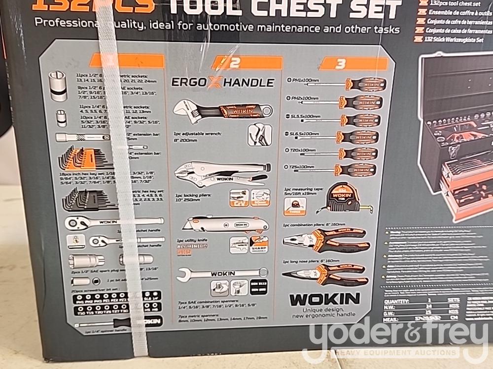 Unused Wokin 132 Pc Tool Set  Sae/Met Tool Kit c/w Chest