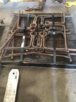 (24) HAND RAIL DOGS AND (12) 2-MAN TIE TONGS,  - GOOD CONDITION - LOCATION