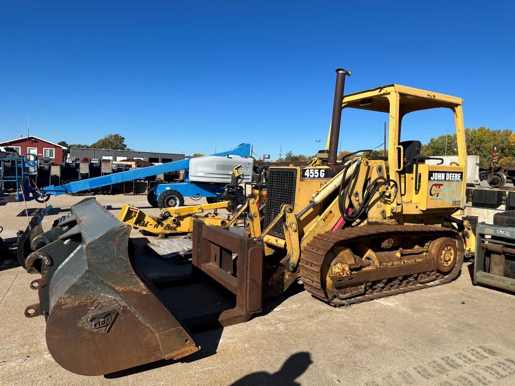 1989 JOHN DEERE 455G CRAWLER LOADER, NO BUCKET INCLUDED, HRS ON METER 3531,