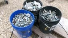 LOT OF BUCKETS OF MISC BOLTS,  (3), AS IS WHERE IS