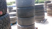 LOT OF TIRES,  (4) 445/50R 22.5 W/ALUMINUM WHEELS, AS IS WHERE IS