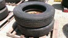 LOT OF TIRES,  (1) 285/75R 24.5 TIRE, (1) SAME SIZE W/STEEL WHEEL, AS IS WH