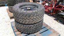 LOT OF TIRES,  (2) 295/60R 20 TIRE W/ALUMINUM WHEELS, AS IS WHERE IS