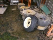 LOT OF IMPLEMENT TIRES ON 6-HOLE WHEELS (USED)
