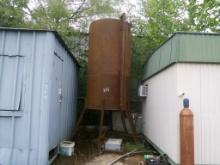 PORTABLE SHED ON SKIDS W/CONTENTS AND UPRIGHT STEEL TANK