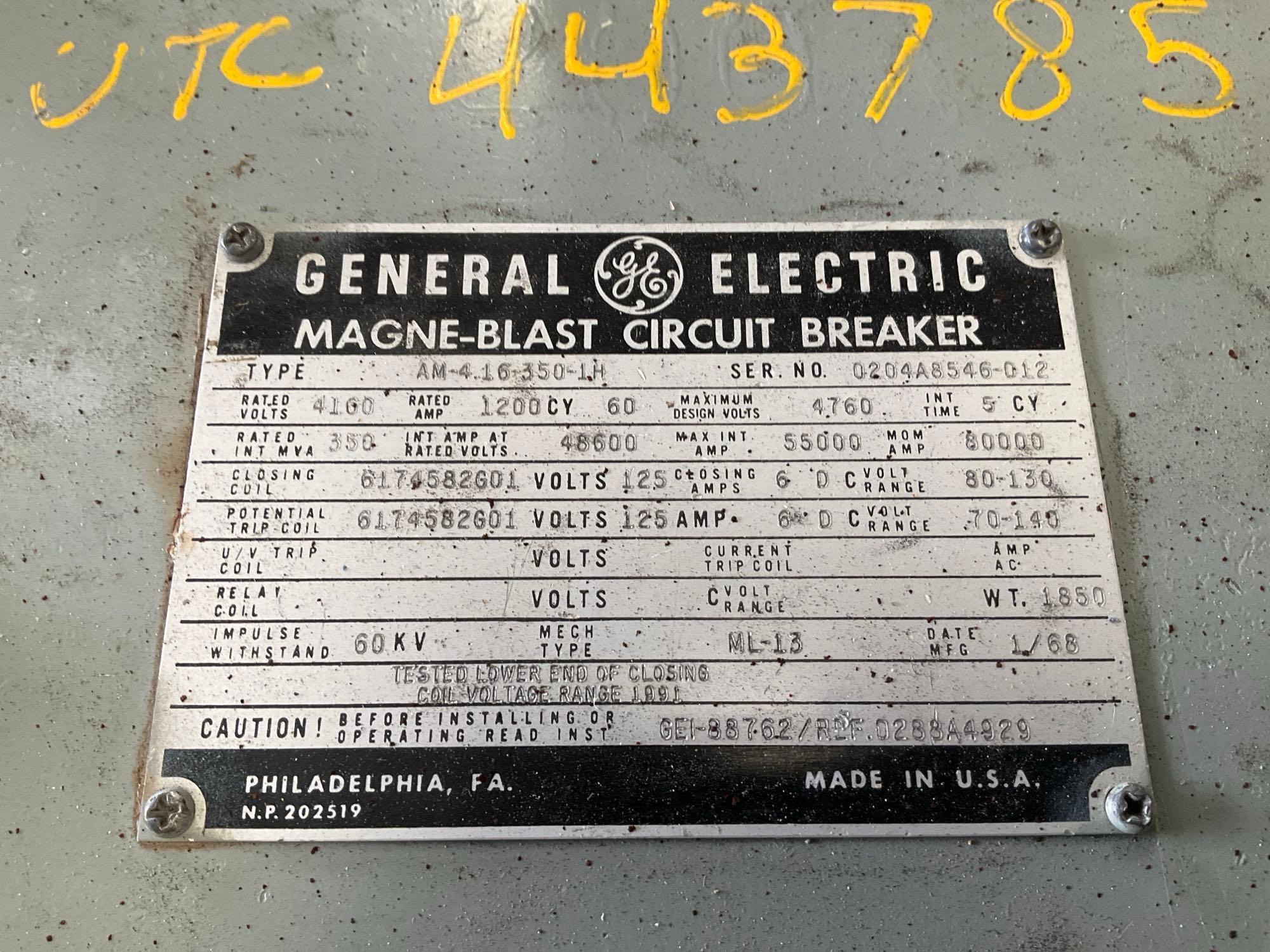 GE - GENERAL ELECTRIC MAGNE-BLAST CIRCUIT BREAKER, TYPE AM-4.16-350-2H, 60HZ, 1200 AMP
