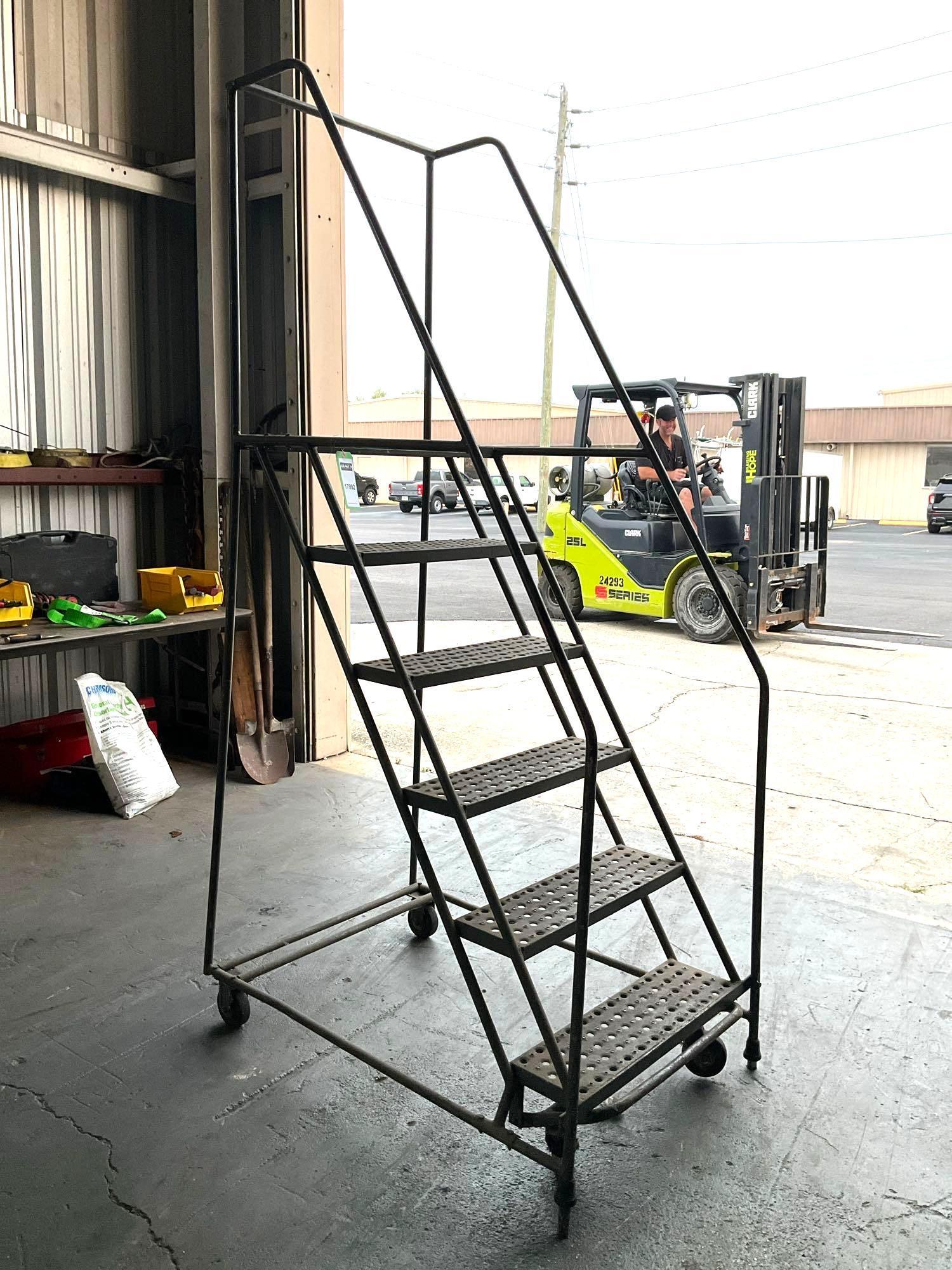 SAFETY LADDER WITH WHEELS , APPROX 87? T