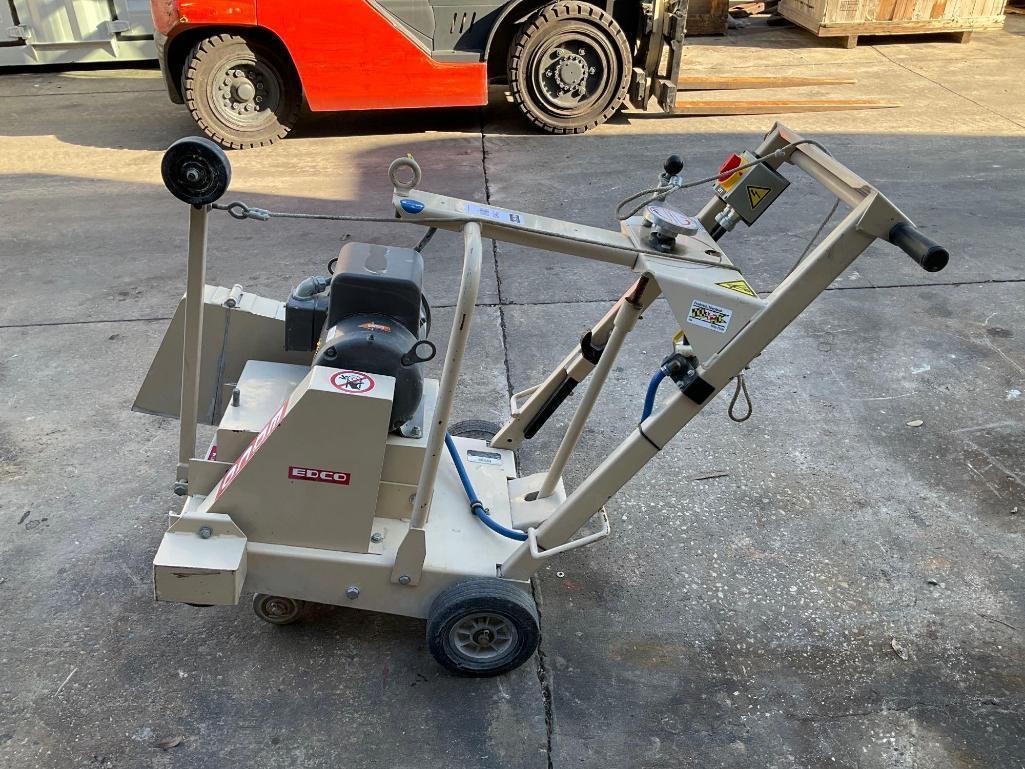 EDCO WALK BEHIND SAW MODEL DS-18-5/230/1 WITH BALDOR RELIANCER MOTOR, ELECTRIC , NO BLADE, WORKS