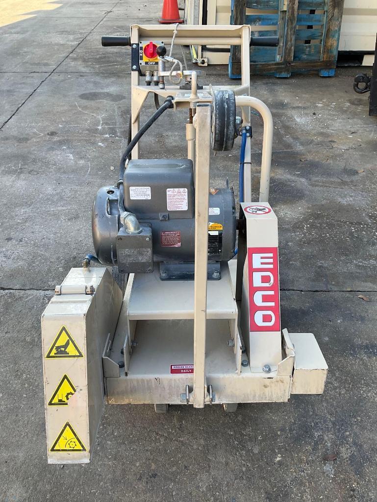 EDCO WALK BEHIND SAW MODEL DS-18-5/230/1 WITH BALDOR RELIANCER MOTOR, ELECTRIC , NO BLADE, WORKS