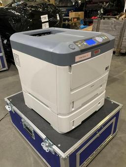 OKI DATA PRINTER FEEDER WITH SPECTRA ROLLING ROAD CASE MODEL N31199A , 8A; CASE APPROXIMATELY 30" L