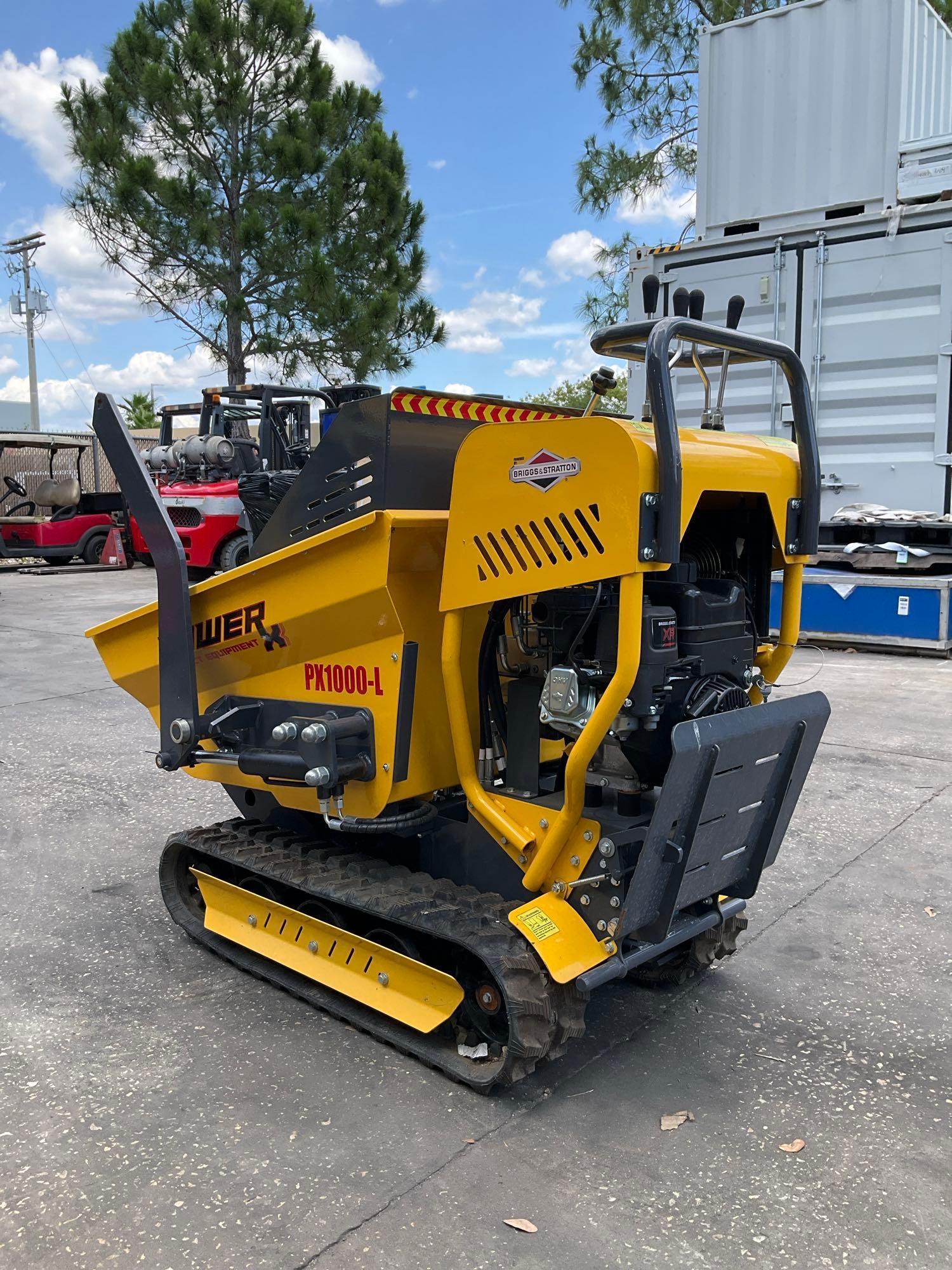 UNUSED 2023 POWER X MINI DUMPER MODEL PX1000-L P , GAS POWERED, ELECTRIC START, RUBBER TRACKS