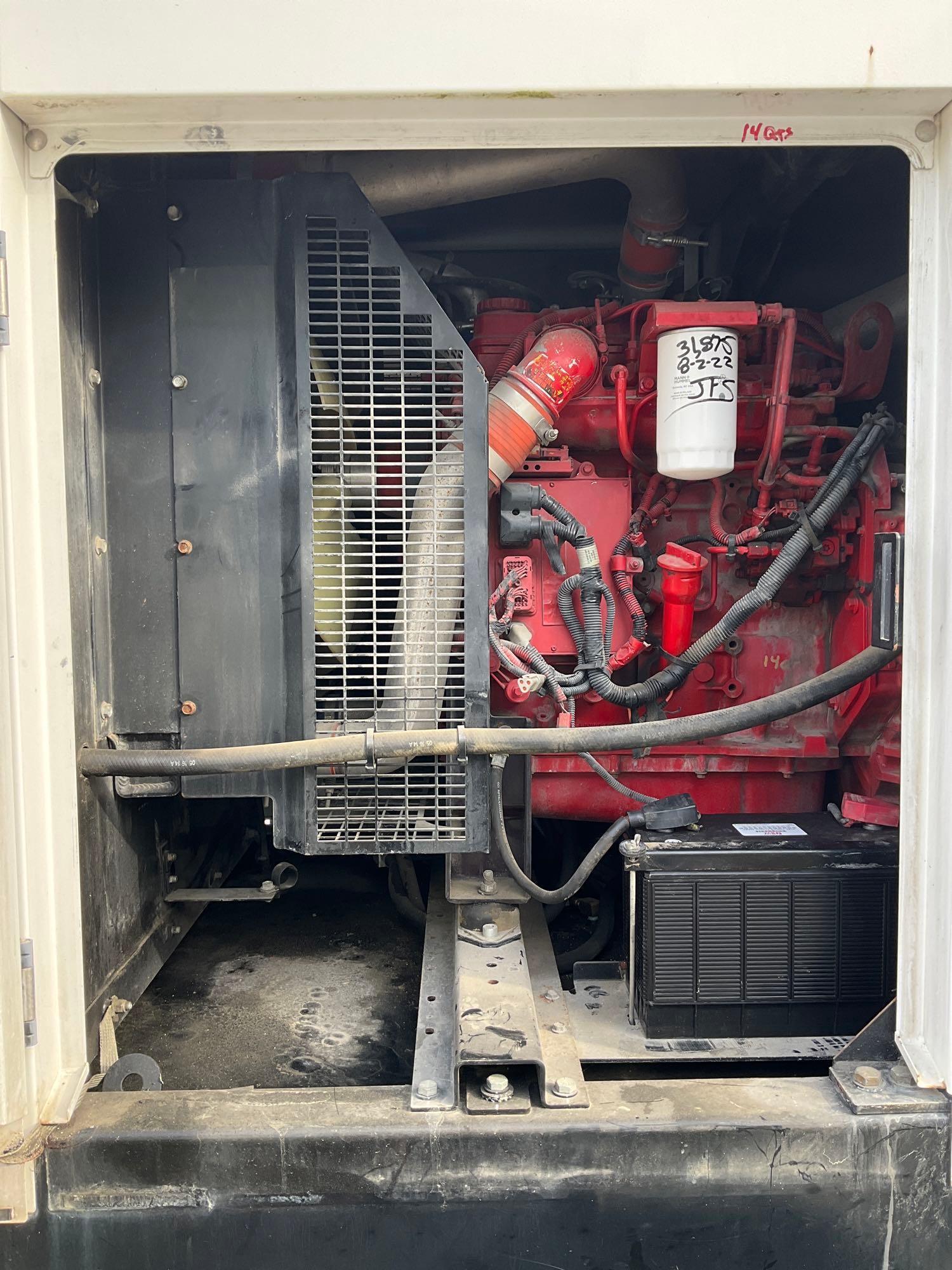 2015 CUMMINS GENERATOR MODEL C100D6R, DIESEL, TRAILER MOUNTED, APPROX PHASE 1/3, APPROX RATED KW