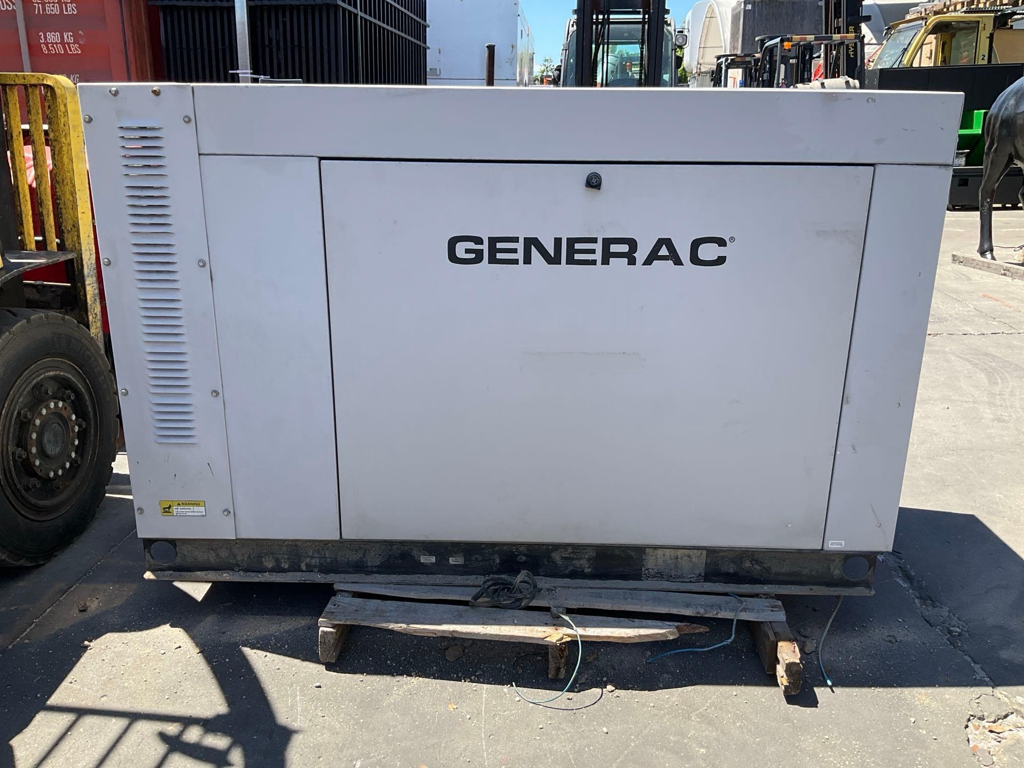 GENERAC 30KW GENERATOR , LP / NG POWER, LOW HRS SHOWING , RUNS AND OPERATES